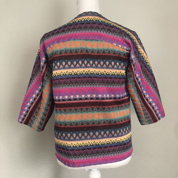 Sole Mio Womens Medium Embroidered Open Jacket Pink Purple Boho Vibrant #3982 - Picture 5 of 9